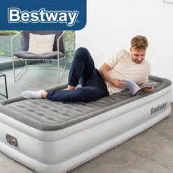 Bestway TriTech™ Single-XL-Luftbett Mit Antimikrobieller Oberfläche & Integrierter Elektropumpe 203 X 97 X 46 Cm