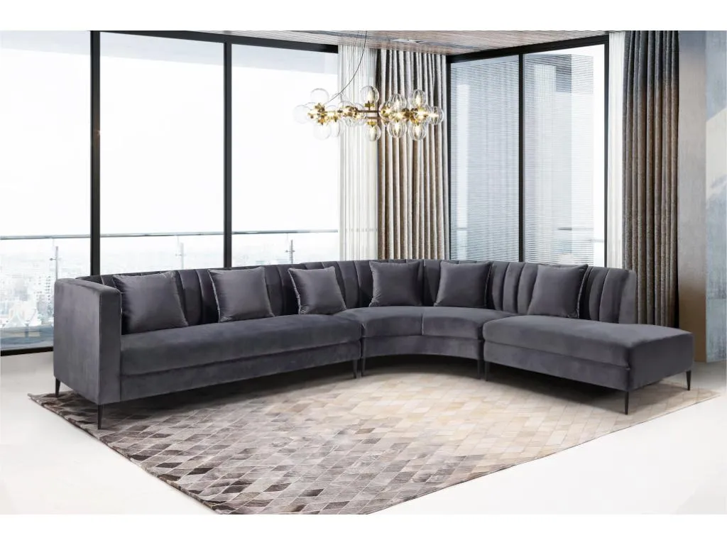 XXL Ecksofa - Ecke Rechts - Samt - Anthrazit - AUDREY – Bild 3