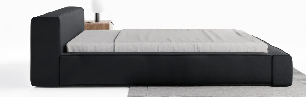 GRAINGOLD Design Polsterbett 180x200 Cm Armani - Premium Stoff, Bettkasten, Lattenrost - Modern Polsterbett - Schwarz (Solar 99) – Bild 4