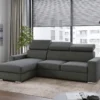 MKS MEBLE Ecksofa Wohnzimmer - L-Form Couch Mit Schlaffunktion - Bettsofa - Wohnzimmer L Couch - Polstersofa Mit Bettkasten - FOX Grau