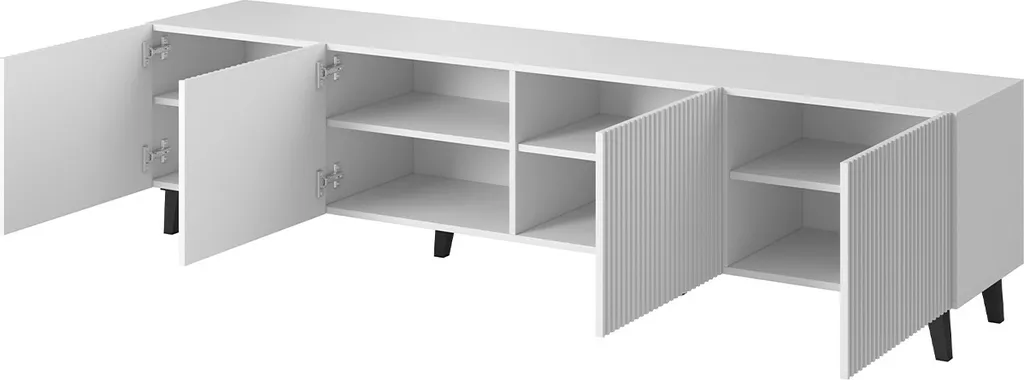 Mirjan24 TV-Lowboard Pafos 200, TV-Tisch Mit 4 Türen, Modern Wohnzimmer TV-Kommode, Stilvoll Kollektion (Farbe: Schwarz / Gold Füße) – Bild 3