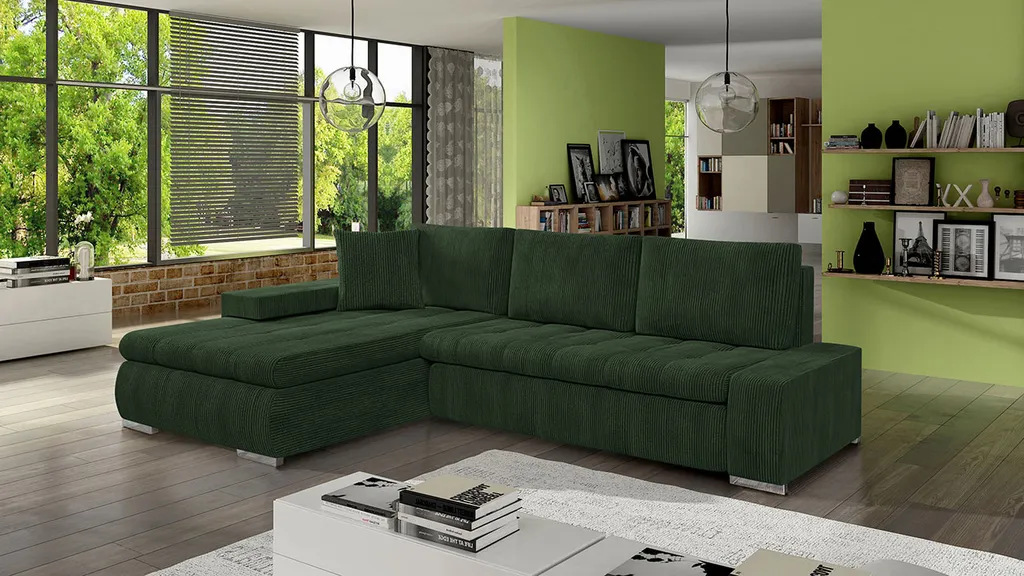 Mirjan24 Ecksofa Orkan Mini Cord, Polsterecke Mit Bettkasten Und Schlaffunktion, Elegante Eckcouch (Farbe: Poso 14) – Bild 2