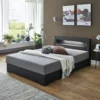 RELITA Polsterbett MINA Mit LED Bettkasten Schwarz, Liegefläche Anthrazit 140x200