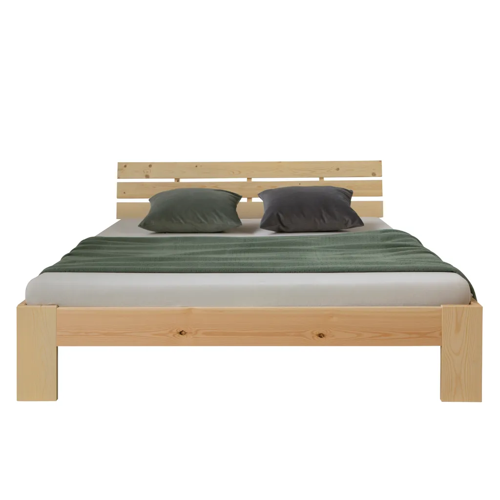 Homestyle4u 2264, Holzbett Doppelbett 140x200 Mit Matratze Und Lattenrost Bett Natur Holz Kiefer Bettgestell Futonbett – Bild 5