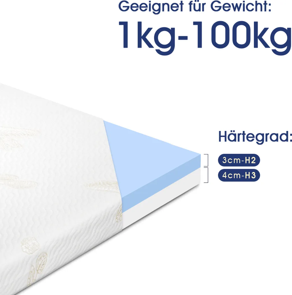 Newentor® 7cm Gelschaum Topper 180 X 200 Cm Matratzentopper 2-in-1 Viskotopper, Gel Memory Topper Für Bett Boxspringbett Schlafsofa, Bezug Waschbar, 7 X 180 X 200 Cm – Bild 2