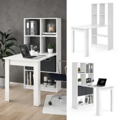 Vicco Schreibtisch Gael Weiß 70 X 145,6 X 122 Cm Holzwerkstoff