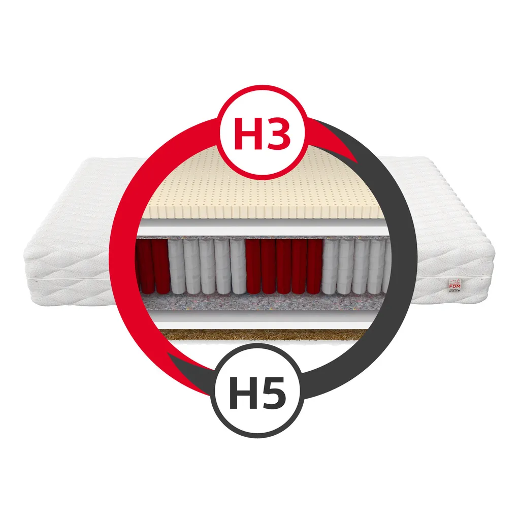 Matratze 140x200 Cm FORGIA 7 Zonen H3 H5 Multipocket Polyurethanschaum Latex Kokos Höhe Ca. 20 Cm Mit Waschbarem Bezug Premium Jersey – Bild 3