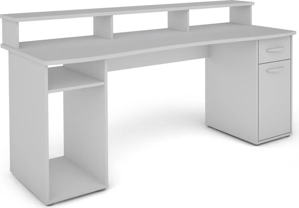 ByLIVING Schreibtisch Fantastic, 180x65 Cm, Melamin Weiß, Griffe Kunststoff Silberfarben – Bild 2