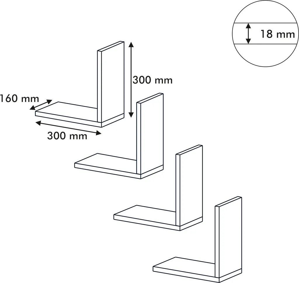Wandregal Broby Im 4er Set Wandboard Schweberegal In L-FormNachbildungegal 30 X 30 X 16 Cm Hängeregal Bücherregal Für Wohnzimmer Schwarz – Bild 4