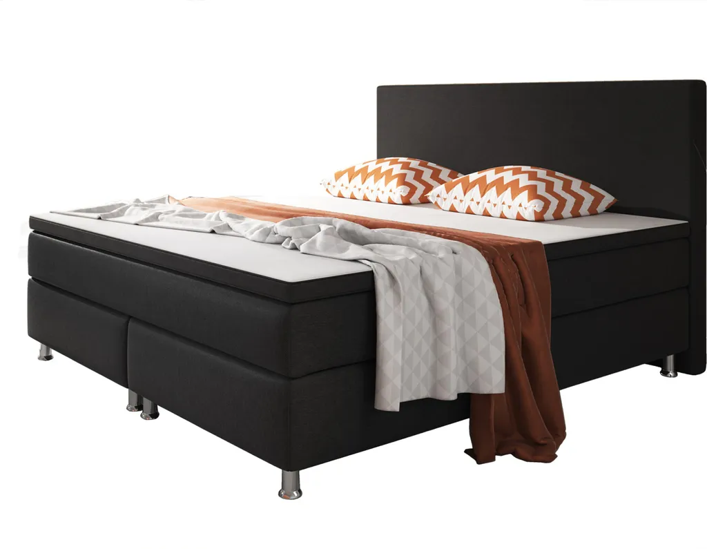 Inter Handels Boxspringbett Berlin, 180x200, Schwarz