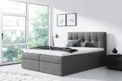 FURNIX Boxspringbett RICKIE 160x200 Mit Teifen Bettkasten & Topper SR93 Grau