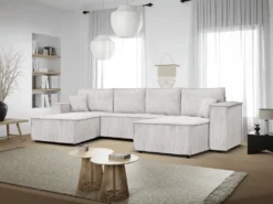 Ecksofa Passio U-Form Mit Schlaffunktion Und Bettkasten 366 Cm Lieferung Bis In Die Wohnung Wohnlandschaft Schlafcouch Sofa (Poso 100 - Beige)