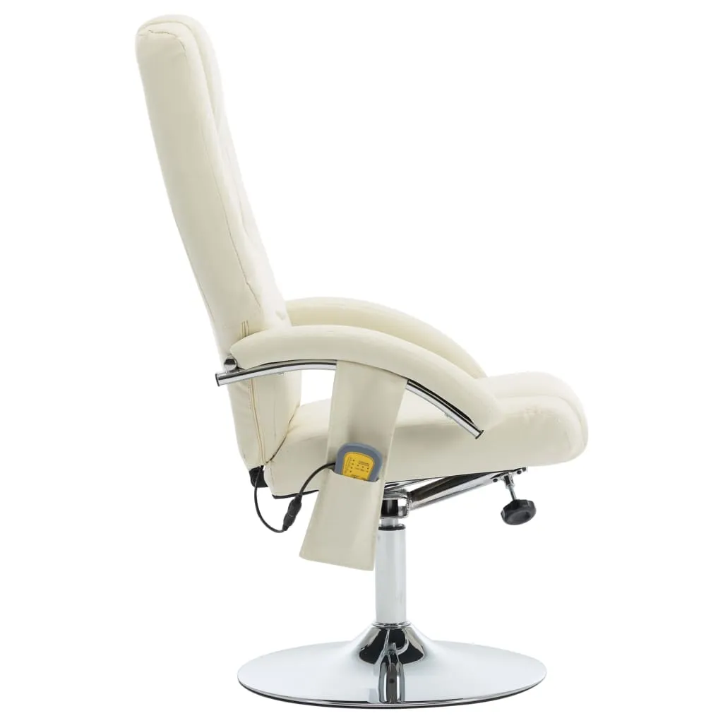 VidaXL Massagesessel Mit Fußhocker Cremeweiß Kunstleder – Bild 5